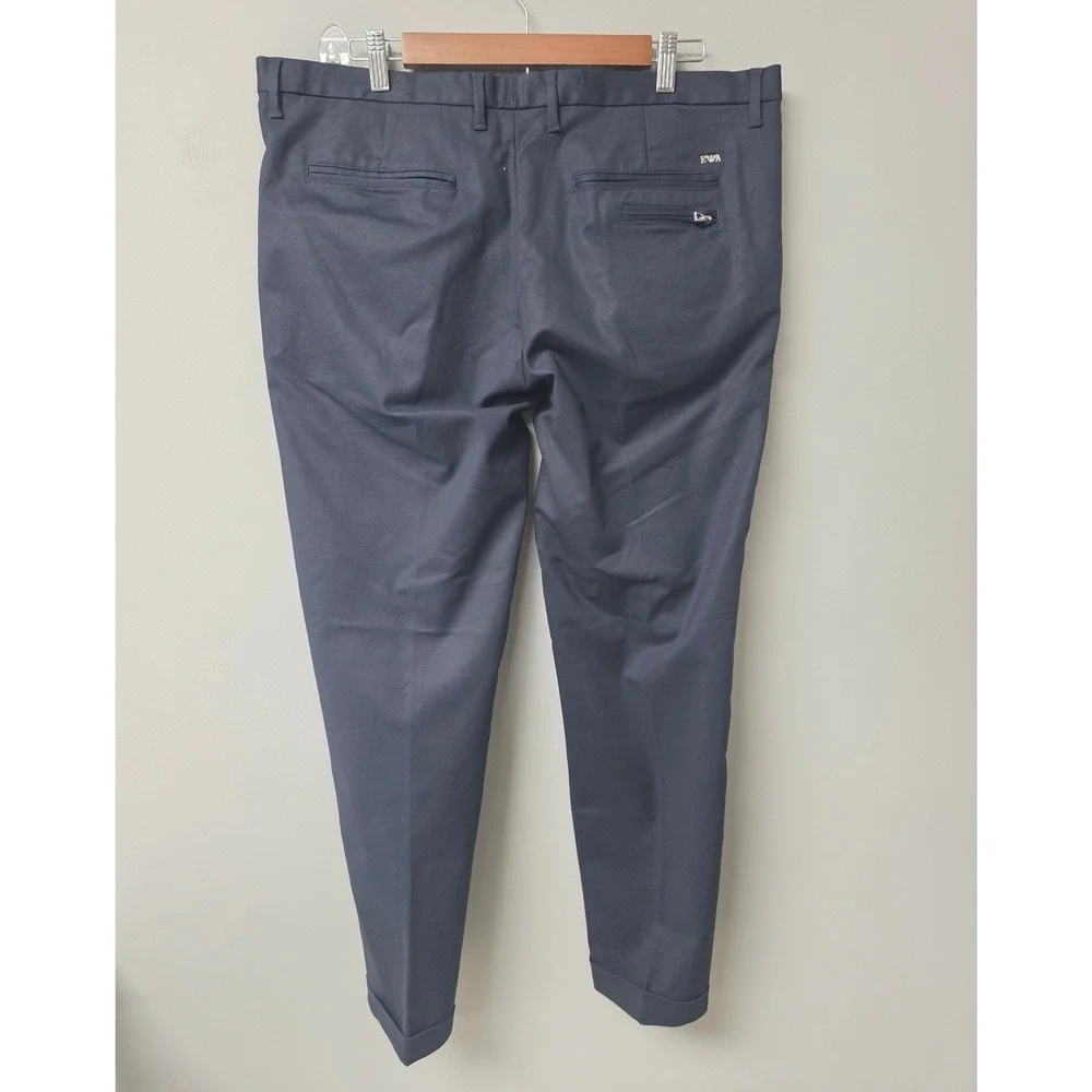 Emporio Armani Navy Pants Men 54 Black Luxury‎ Designer Formal Business Slim Fit